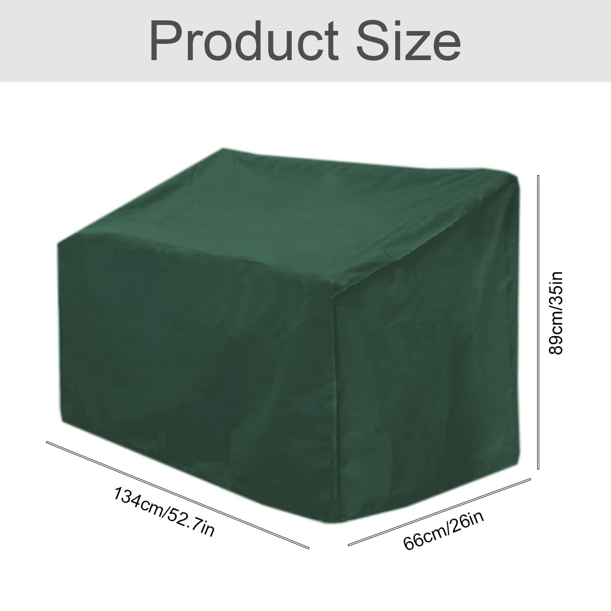 Copertura protettiva per panchina da giardino impermeabile - 2 posti antivento, resistente ai raggi UV 210D poliestere Oxford tessuto, 134 x 66 x 89cm (verde)