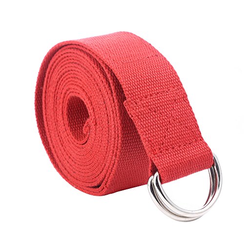Gelante Fitness Exercise Yoga Strap - Durable Cotton 10 Feet Long 2034 Red #TOP1