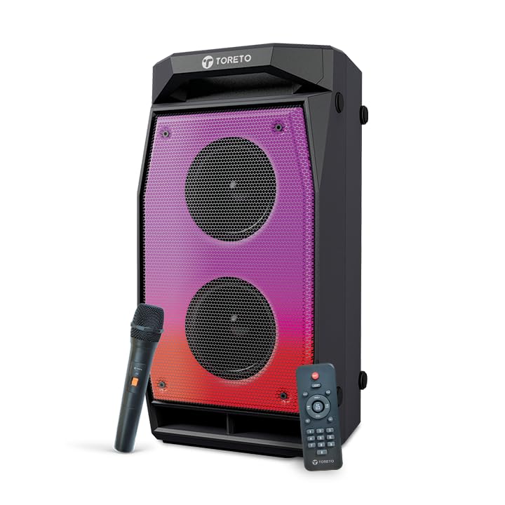 Toreto Evolve Pro 60Watt Wireless Bluetooth Party Speaker with Karaoke Mic, HD Bass, EQ Modes, TWS, Dynamic RGB Lights, mic Input, BT 5.3v, AUX in, Type C Charging (Black) (Party Box, 60 Watt) (B0DBLZ16FN) Amazon Price History, Amazon Price Tracker