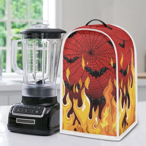 Image of Fire Web Bat Blender Dust Cover Anti Fingerprint Polyester Stand Mixer or Coffee Maker Appliance Cover Stain Resistant Halloween Decor Blender Storage Bag for Kitchen Appliance