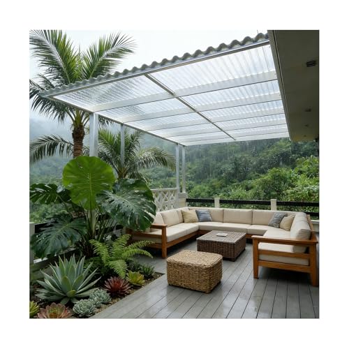 Clear Polycarbonate Roofing Sheet Plastic UV Resistant Greenhouse Roof Panels Splicable Covering Panel Easy to Cut for Roof Gardening Patio Canopy