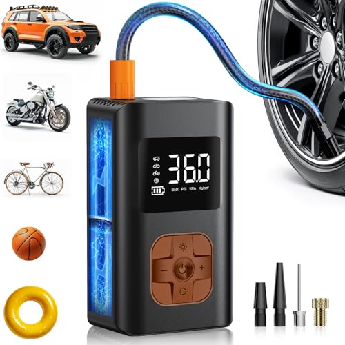 Tire Inflator Portable Air Compressor - 150 PSI Portable Air Pump for Car Tires, Cordless Electric...