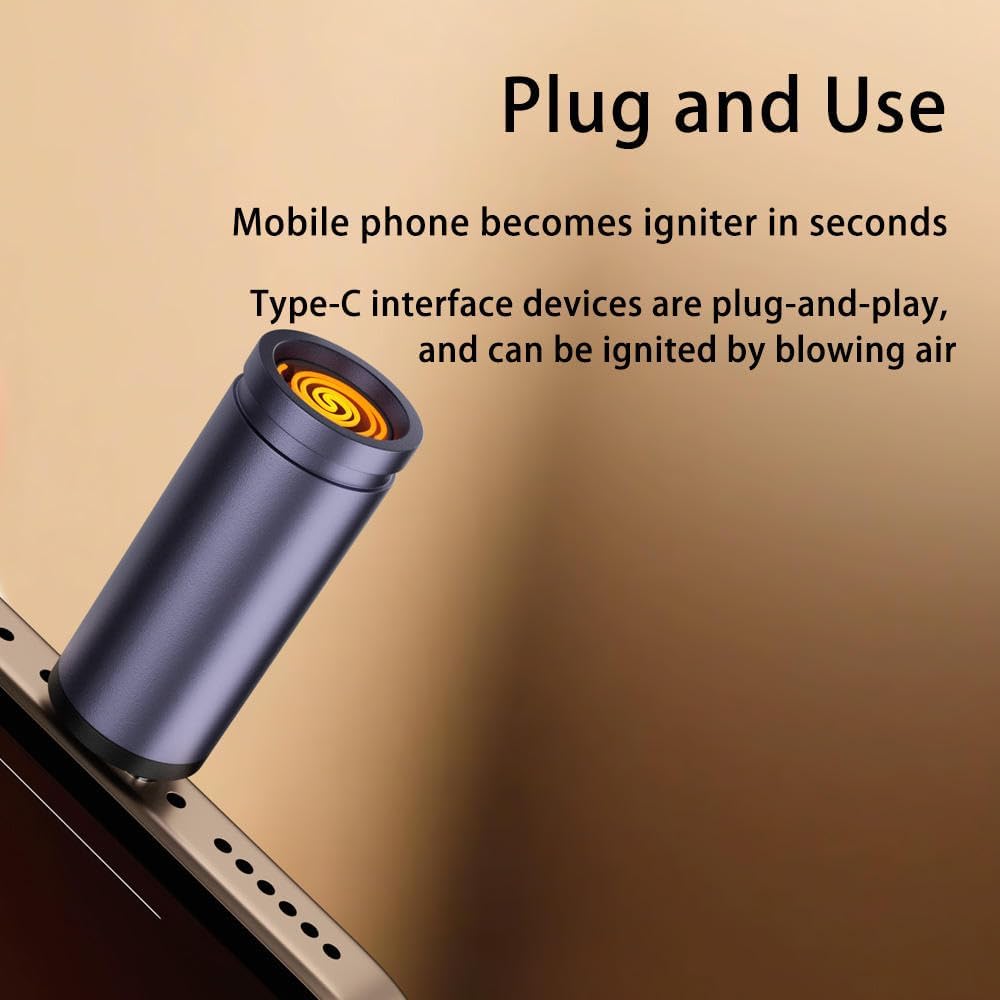 Tobo Electric Lighter, USB C Lighter, Windproof, Flameless, Men's Father Gift, Outdoor Indoor Decoration (Mini Version, Blue-Gray, Stainless Steel, Modern) TD-1481A 3