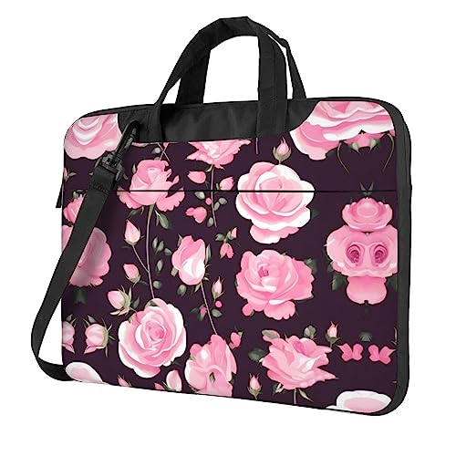 Sac grand cabas ordinateur portable femme 15.6 pouces rose fleuri avec grande bandoulière