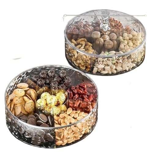 HeartTrend デスクトップキャンディボックス ナッツディスペンサー 多層スナックボックス 密封キャンディボックス 収納容器 収納ボックス デザートプレートトレイ 蓋付き 仕切り付きフルーツ収納 北欧スタイル ゲスト用 (1階,透明な黒) [並行輸入