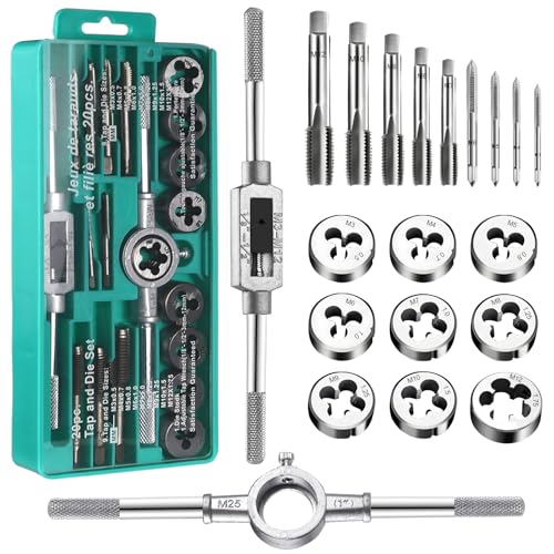 Gewindeschneider Gewindebohrer Werkzeug Set M3 - M12 Feingewindeschneider Tap and Die Set 20 Tlg Gewindeschneidmaschine Zoll Profi Windeisen Metrisch mit Bohrer Gewindeschneidsatz Feingewinde Gewindeschneider Gewindebohrer Werkzeug Set M3 - M12 Feingewindeschneider Tap and Die Set 20 Tlg Gewindeschneidmaschine Zoll Profi Windeisen Metrisch mit Bohrer Gewindeschneidsatz Feingewinde