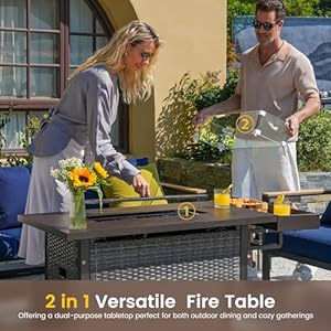 Sundaleoutdoor52inchoutdoorfirepittable50000btupropanefirepitswithstorageshelfglasswindguardandlidwickerpatiogasfirepitforoutsidepatioandgardencsalistedgrey Urban Country Home Decor Sundale outdoor 52 inch outdoor fire pit table 50000 btu propane fire pits with storage shelf glass wind guard and lid wicker patio gas fire pit for outside patio and garden csa listedgrey urban country home decor