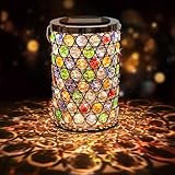 Solar Lanterns Outdoor – Mosaic Crystal & Hummingbird Hanging Solar Lights, IP65 Waterproof Solar Powered Garden Decor Lanterns for Patio, Backyard, Pathway, Christmas, Birthday Gifts for Women