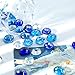 DomeStar 65PCS Iridescent Blue Flat Marbles, Decorative Glass Pebbles Beads Vase Fillers Decorative Fish Tank Aquarium Rocks for Centerpieces Table Decor