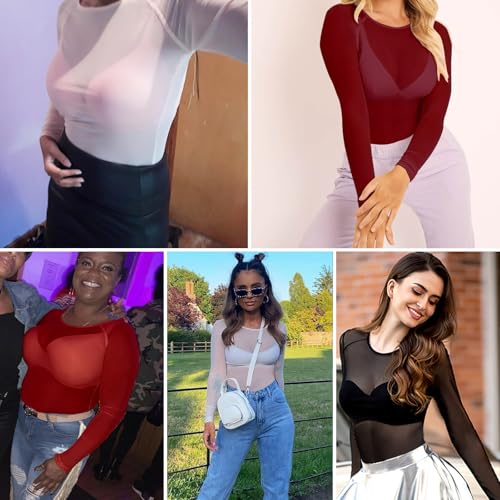 Image of Buauty Sheer Tops for Women,Mesh Fishnet Tops Plus Size,Stylish and Sensational Mesh Blouses for Fashion-Forward Ladies