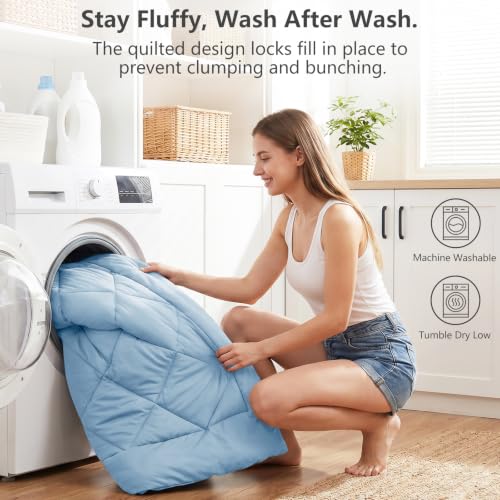 Image of CozyLux King Size Comforter Set Baby Blue - 7 Pieces Bed in a Bag King, Luxury Soft Bed Set for All Seasons, Bedding Set with Down Alternative Comforter, Sheets, Pillowcases & Shams