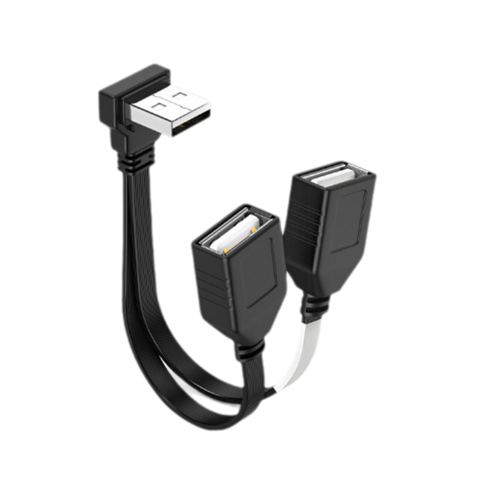 Yhplxyuus USB Splitter Cable with 90 Degree Male to Double Female Port for Fast Charging and Data Transfer USB Data and Charging Cable