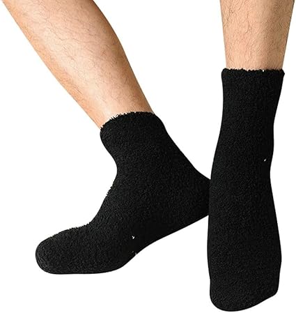 Mens black fluffy socks Clearance