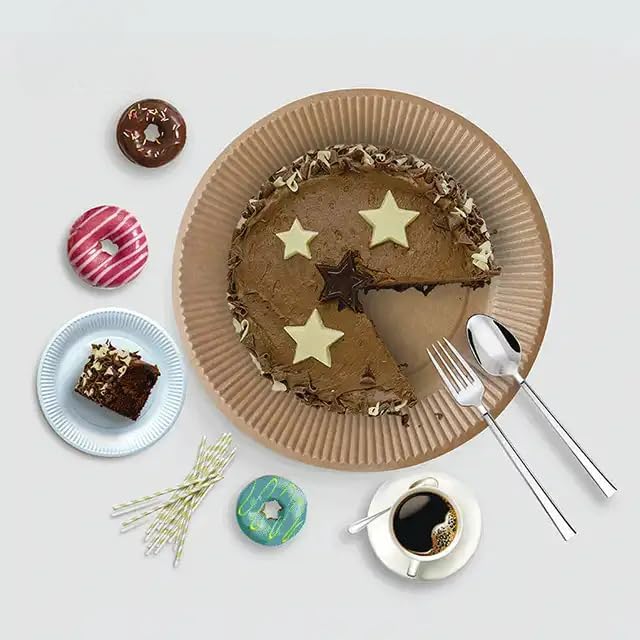 Miniatura 5 de EcoQuality Platos desechables de papel kraft de 9 pulgadas, sin revestimiento, grandes, platos de papel marrón desechables para todos los días,