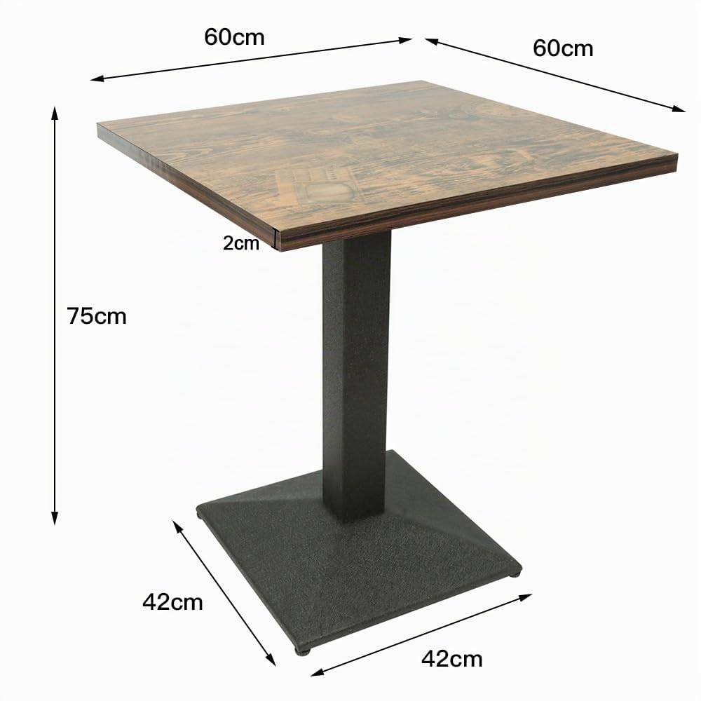 XANNI Tavolo quadrato, tavolo da pranzo con piede centrale, industriale retrò per 2-4 persone, per sala da pranzo, soggiorno, balcone, carico massimo 120 kg