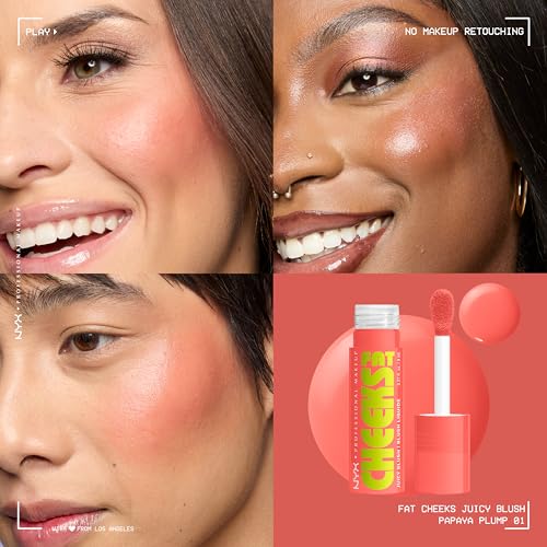 NYX PROFESSIONAL MAKEUP Fat Cheeks Liquid Blush, Buildable, Dewy Blush with Long-Lasting 12HR Wear - Papaya Plump (Soft Rose) - image 4