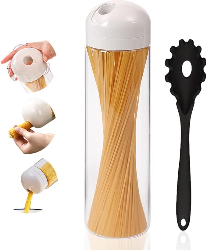 funvim Pasta Storage Containers for Pantry,59 oz Glass Spaghetti