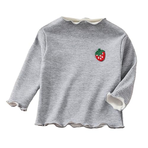 Girls Ruffle Long Sleeve T-Shirts Cute Strawberry Print Tee Tops Blouse for 1-5 Years