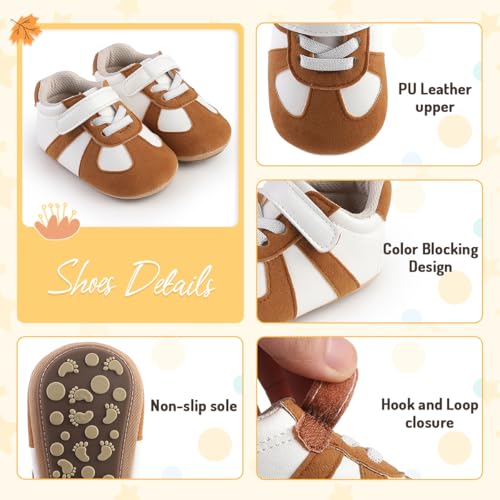 Image of Baby Boys Girls Sneakers Toddler Non-Slip Soft Rubber Sole First Walking Shoes Infant Newborn Crib Dress Shoes