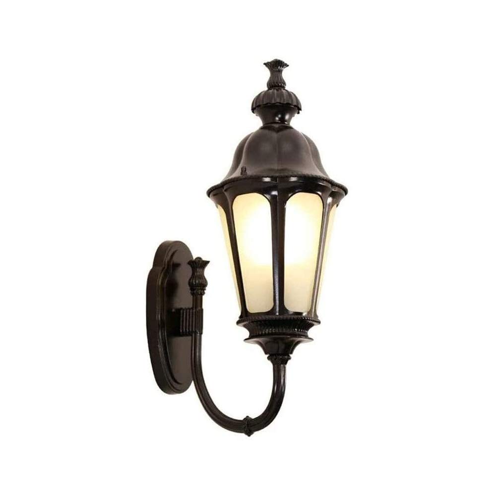 Lampe murale rétro extérieur noir en aluminium et verre givré pour villa