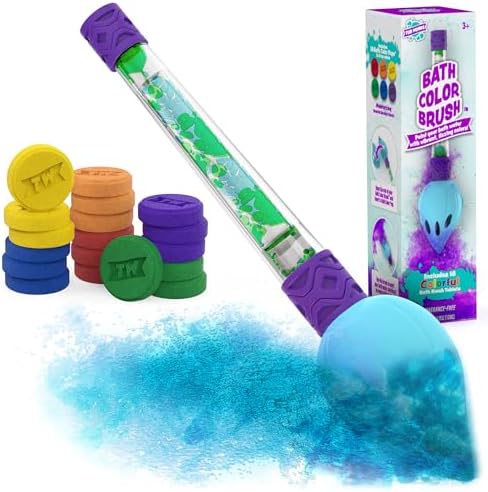 Tub Works® Bath Color Brush™ Kids Bath Bomb Set | Nontoxic & Fragrance-Free | Use Brush to Paint Water with Vibrant, Fizzing Colors | Fun BathBombs for Kid Bath | Creative Bathtub Toys for Kids