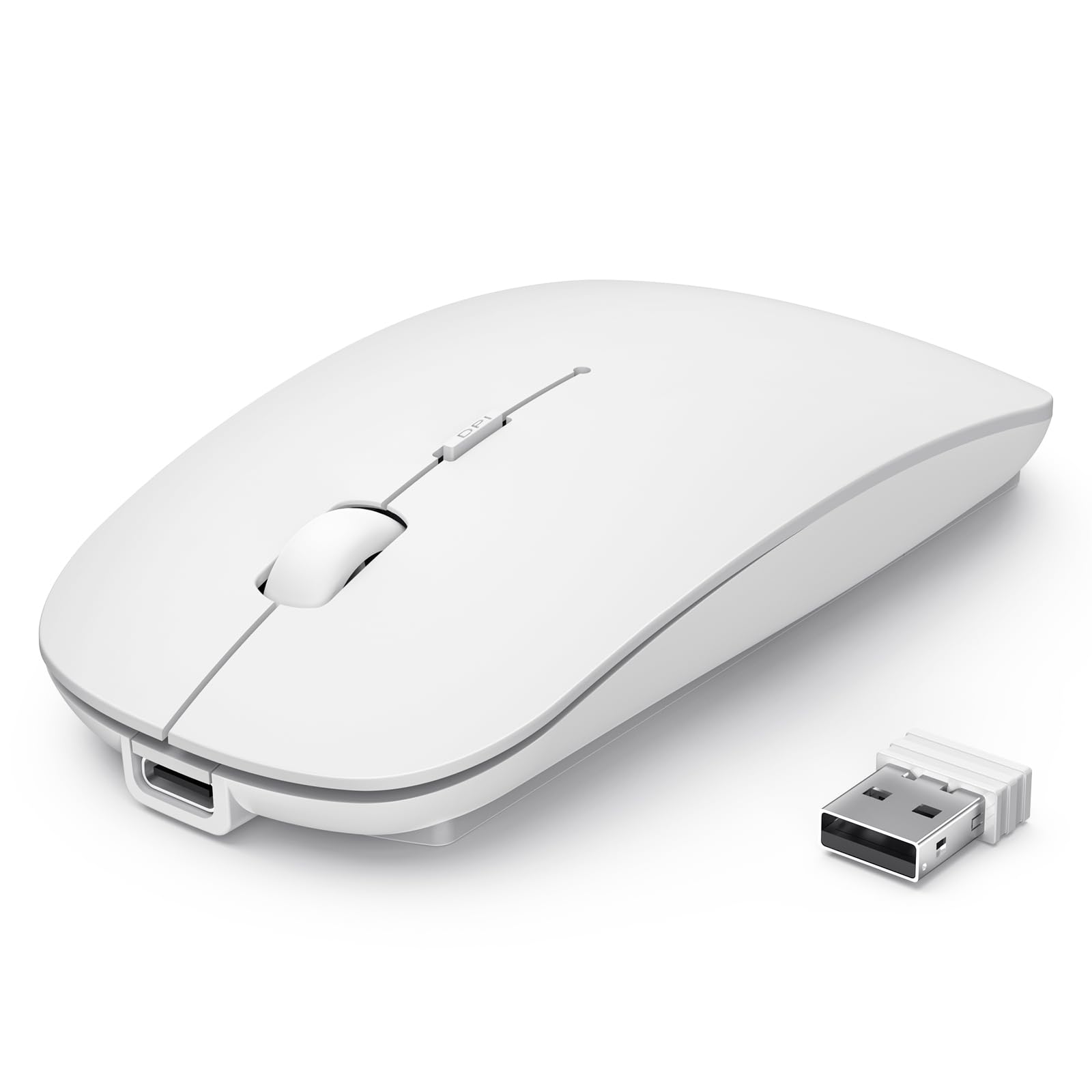 TECKNET Bluetooth Maus, Kabellose Maus mit 4800/3200/2400/1600/1200/800 einstellbare DPI, 2.4G USB Funkmaus, 4 Tasten Wireless Mouse, Bluetooth 5.0 Tragbare Mini Funkmaus für Laptop/MacBook/Computer