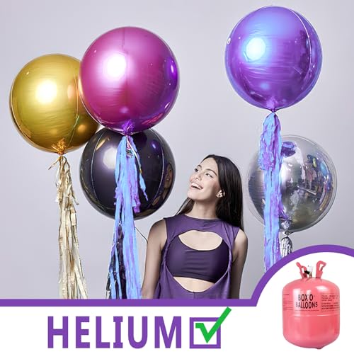 Image of PartyWoo Metallic Purple Foil Balloons 6pcs Large Round Giant 4D Balloons