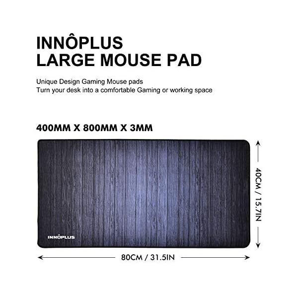 INNOPLUS Mauspad, Mauspad groß, 80 x 40 x 0,30 cm Mauspads Gaming, XL Mauspad, rutschfeste Gummiunterseite und genähter… – Bild 5