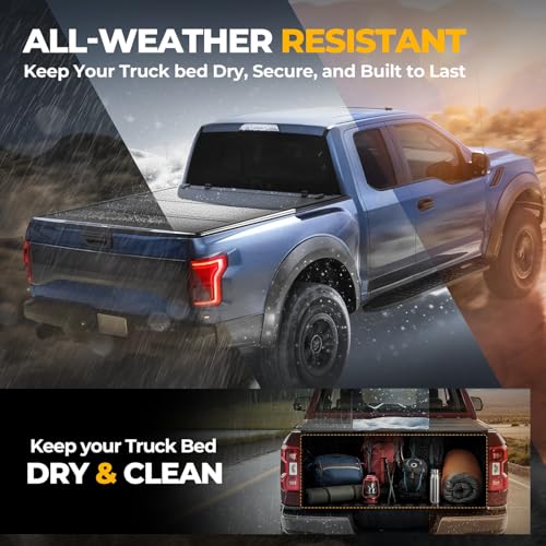 Image of Auto Dynasty Low Profile FRP Tonneau Cover for 2019-2025 Ram 1500 5.7ft | FRP Hard Tri-Fold Truck Bed Tonneau Cover Compatible with 19-25 Ram 1500 5.7ft Without Rambox & Bed Rail Storage
