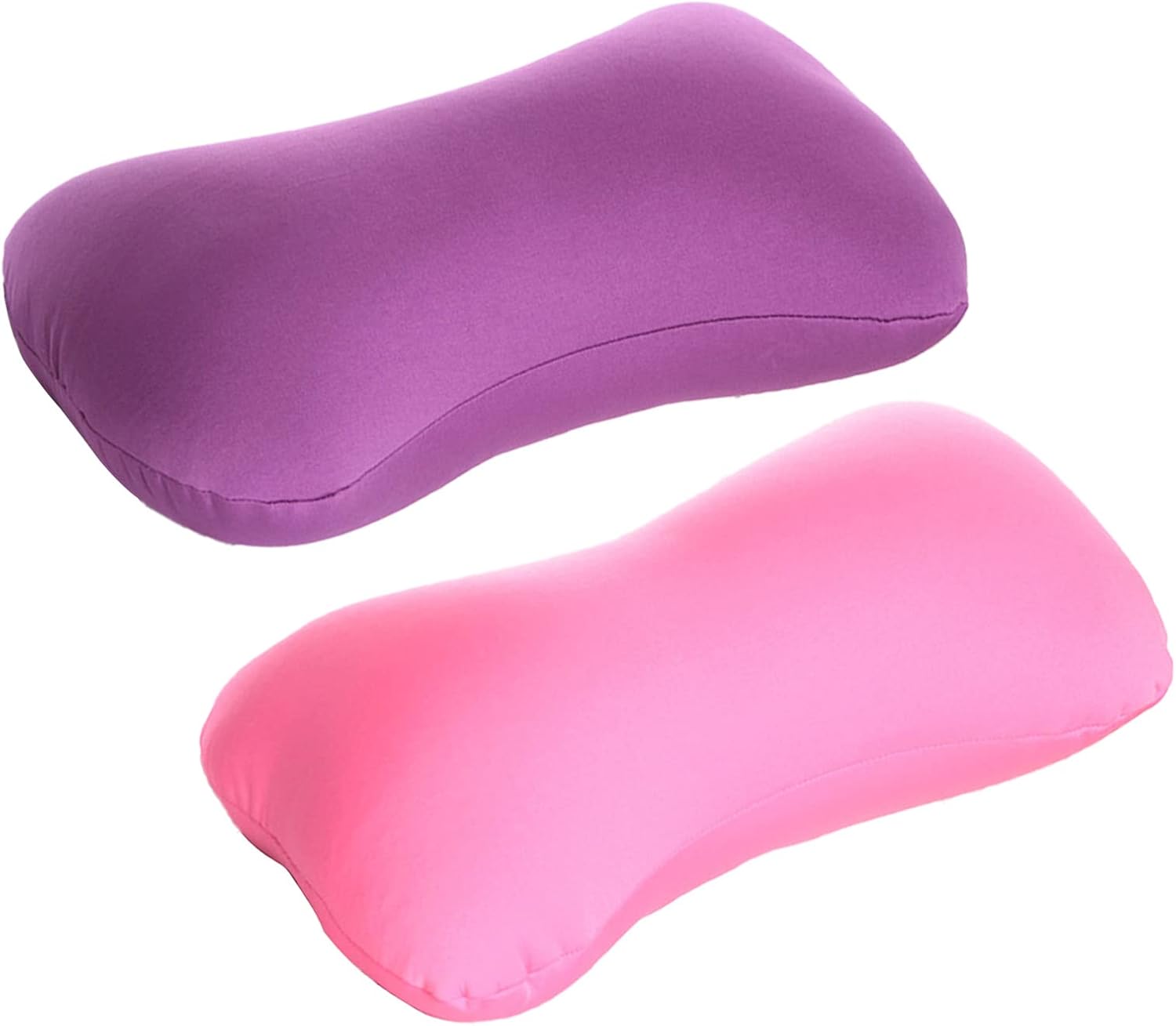 2 Pack Squishy Microbead Neck Pillow, Neck & Cervical Support Bolster Cushion Body Pillow Bone Headrest Bean Bag Pillows for Home Sofa Bed Recliner Sleeping Travel Car (Black + Blue)