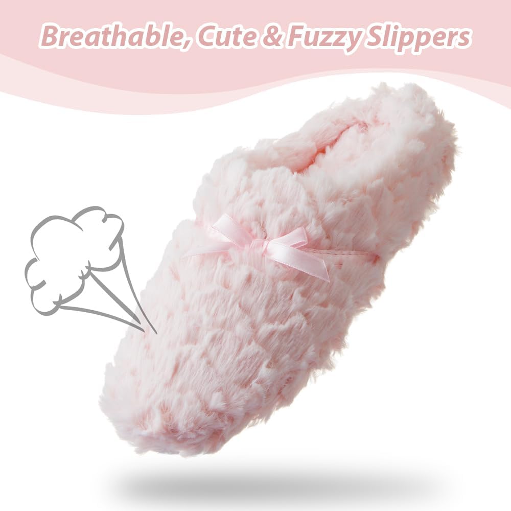 Tofern Women Fluffy Slippers Soft Flannel Memory Foam Slippers Ultra Soft Comfy Warm House Shoes with Mute Anti-Slip Sole for Ladies and Girls - Image 3
