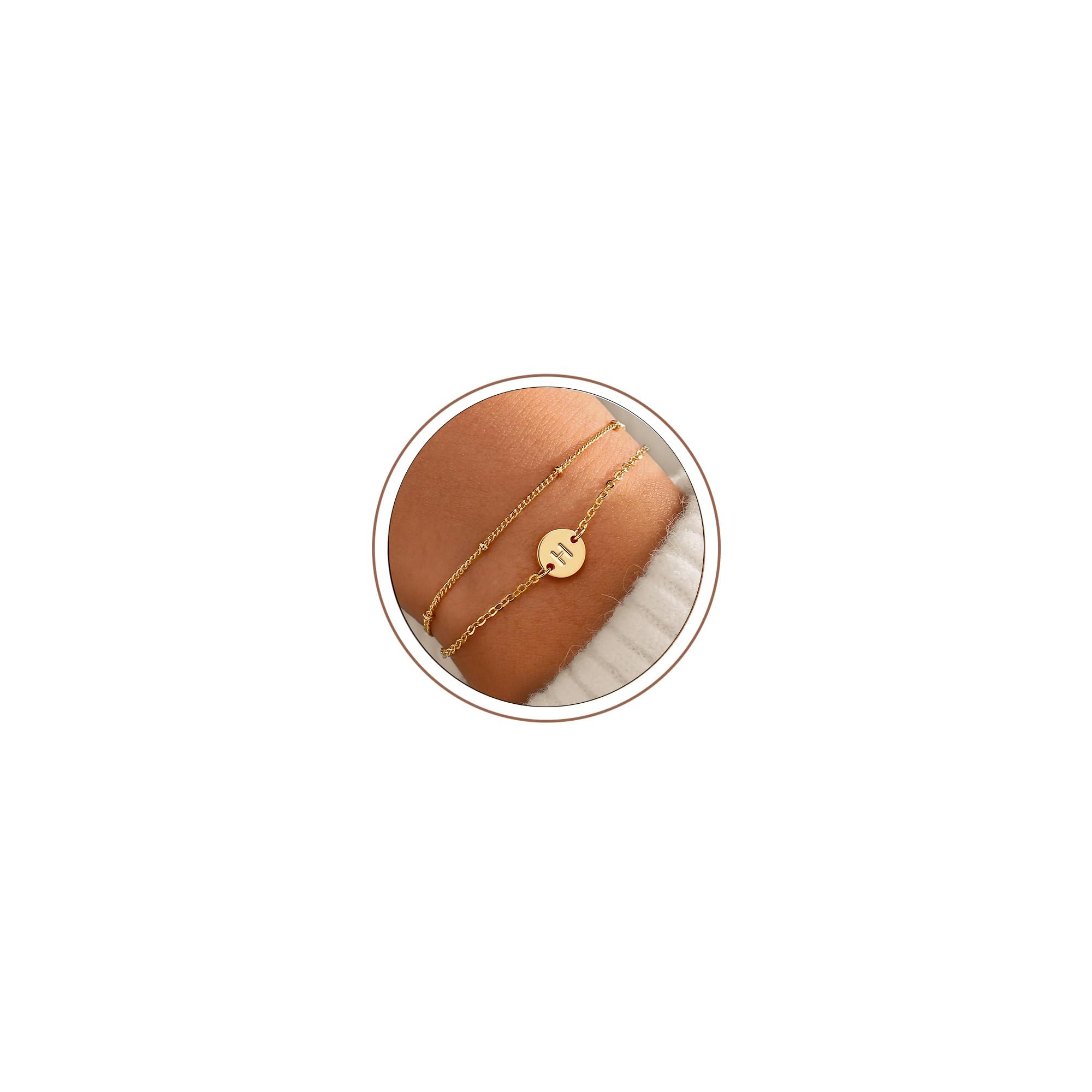 TINGN Muttertagsgeschenke für Mama - Armband Damen Gold 18K Gold Vergoldet Armband mit Buchstaben Zwei in Einem Armbänder Geschenke für Frauen Mädchen, Muttertagsgeschenk für Frauen Mama Oma Mädchen