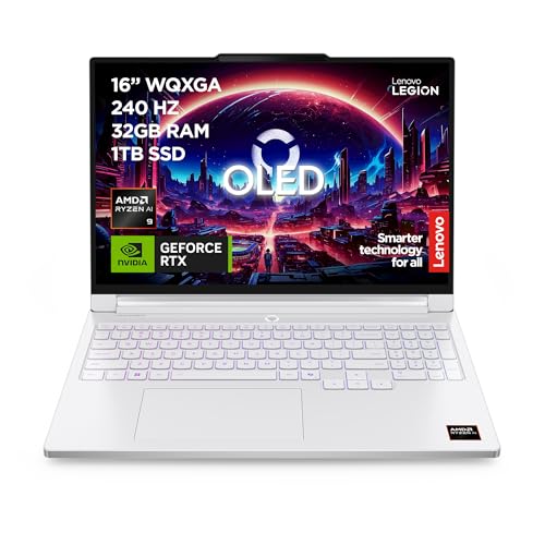 Lenovo Legion 7a Gen 11 | 16 inch WQXGA OLED Gaming Laptop | AMD Ryzen AI 9 HX 470 | NVIDIA GeForce RTX 5060 | 240Hz | 32 GB RAM | 1 TB SSD | Wi-Fi 7 | Windows 11 Home | Glacier White