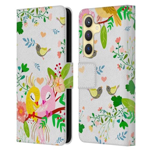 Funda de cuero tipo libro Haroulita Aves del Amor para Samsung Galaxy S24 5G