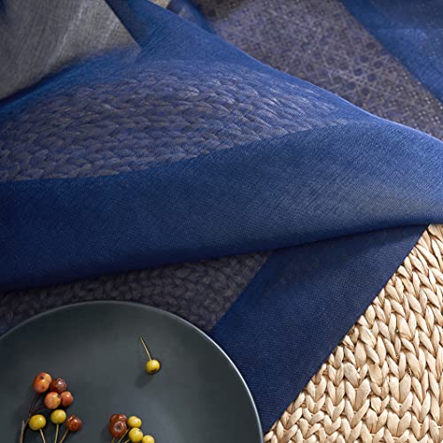 Image of MYSTIC-HOME Sheer Curtains 63 Inch Length 2 Panels Navy Blue, Rod Pocket Voile Drapes for Living Room, Bedroom, Window Treatments Semi Crinkle Curtain Panels for Yard, Patio, Villa, Parlor, 52 inchx 63 inch.