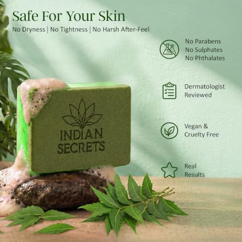 Image of Scrub Soap with Salicylic Acid & Neem - Exfoliating Body & Face Soap - Enriched with Niacinamide, Tea Tree Extract, Neem, Salicylic Acid - 110g /3.88Oz