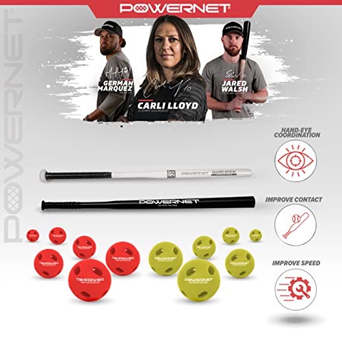 Powernet Overload And Underload Bat And Training Ball Bundle | Rapid Stick And Overload Bat | Slim Barrel Design | Build Hand-Eye Coordination #TOP1