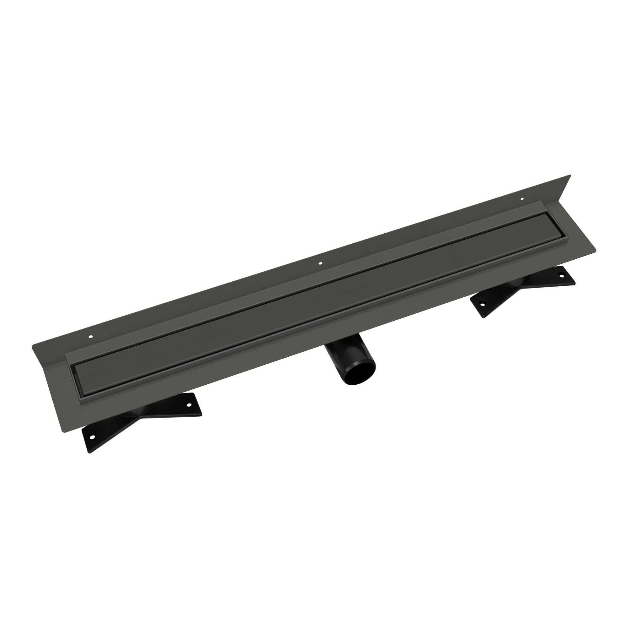 Canaleta de ducha Premium SLX Duo de grafito PVD – Acero inoxidable AISI 304, óxido enlosable, sifón Ø50, colador, patas de montaje, manguito de sellado, 60 a 100 cm (70 cm)