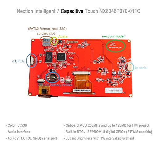 Image of Nextion Intelligent 7 inch Display NX8048P070-011C + Breadboard Power Module Jumper Wire