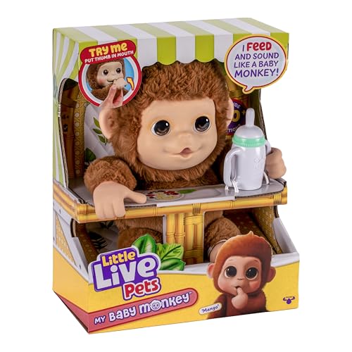 Mono interactivo peluche suave Little Live Pets Mango con sonidos 6