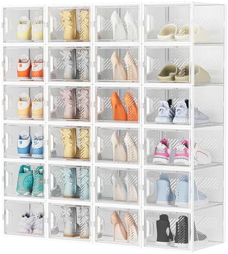 SIMPDIY 24 XL Cajas para Zapatos con Puertas de Imán y Palillos A...