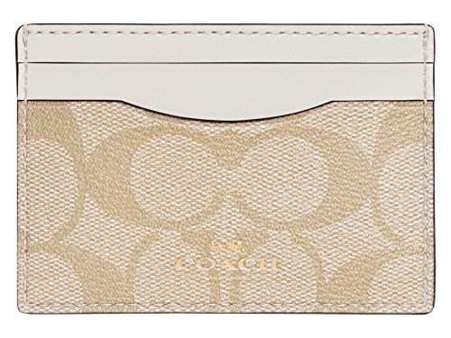 COACH Signature PVC Card Case Light Khaki/Chalk One Size