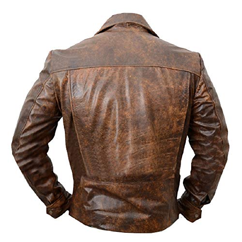Retro Vintage Distressed Copper Kurt Russell Snake Plissken Biker Real Cowhide Leather Jacket2