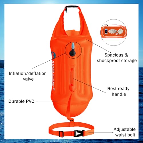 Soulchen 2 Pack Boya de Natación para Agua Abierta, Bolsa Impermeable de Almacenamiento Seco de Alta Visibilidad 20L con Protección a Prueba de Golpes y Asa de Descanso para Triatletas y Kayakistas miniatura 4