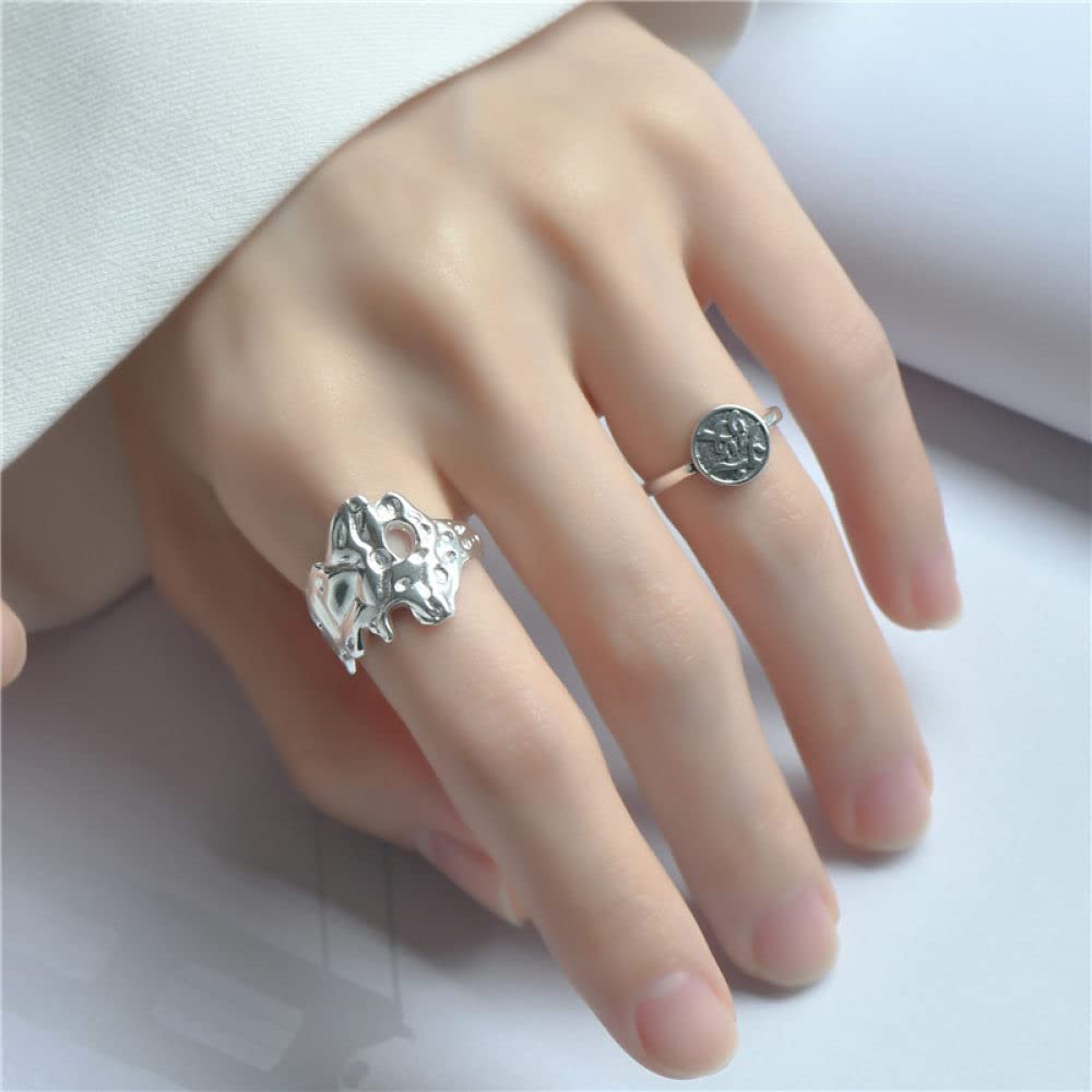 Anello In Argento 925 Da Donna,S925 Sterling Silver Texture Rugosa Anello Anelli Regolabili Irregolarità Anello Aperto Argento Thumb Ring Eternity Ring Fascino Di Nozze Gioielli Regali Per Uomini R