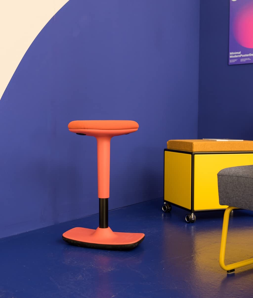 TREND OFFICE to-Swift, Stehsitz, Stehhilfe, Bürohocker, Sitzhocker mit Wippfunktion, rutschfest, ergonomisch und höhenverstellbar (50-75 cm) für gesundes und aktives Sitzen, by Dauphin (Korallenrot)
