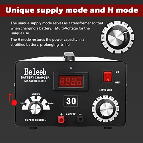 Image of Multi Voltage Battery Charger 12V 24V 36V 48V 60V 72V for Lead-Acid and Lithium-ion Battery,Trickle and Desulfator, 19lb, Black