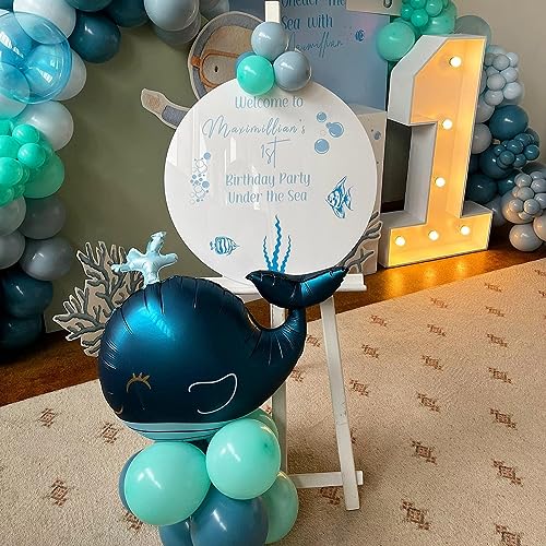 Image of Whale Balloon Gant Whale foil Balloons 2Pcs Ocean Theme Party Decoration | Ocean Animal Balloon Under The Sea Party Decorations Birthday Baby Shower Supplies 2Pcs