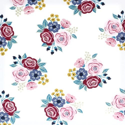 Image of Hudson Baby Unisex Baby Cotton Fitted Crib Sheet, Blush Navy Floral, One Size