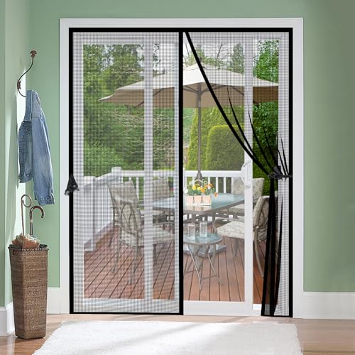 Fiberglass Magnetic Screen Door Fit Door Size 48 x 83 in- Heavy Duty Fiberglass Screen Door Mesh for Interior Door, Patio and Sliding Doors - Door Screen Magnetic Closure Let Fresh Air in